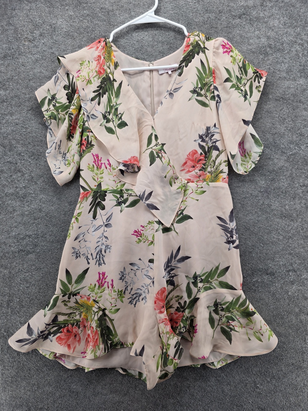 Parker Dress Womens 00 Pink Floral Silk Viscose Ruffle Short Sleeve Summer